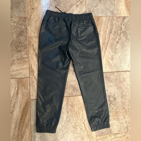 The Reset R Label Vegan Leather Joggers in Dark Teal - Picture 2 of 3